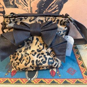 Jessica Simpson Tan and Black Mini Bag with Bow